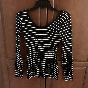 PacSun Black and White Striped Long Sleeve Top